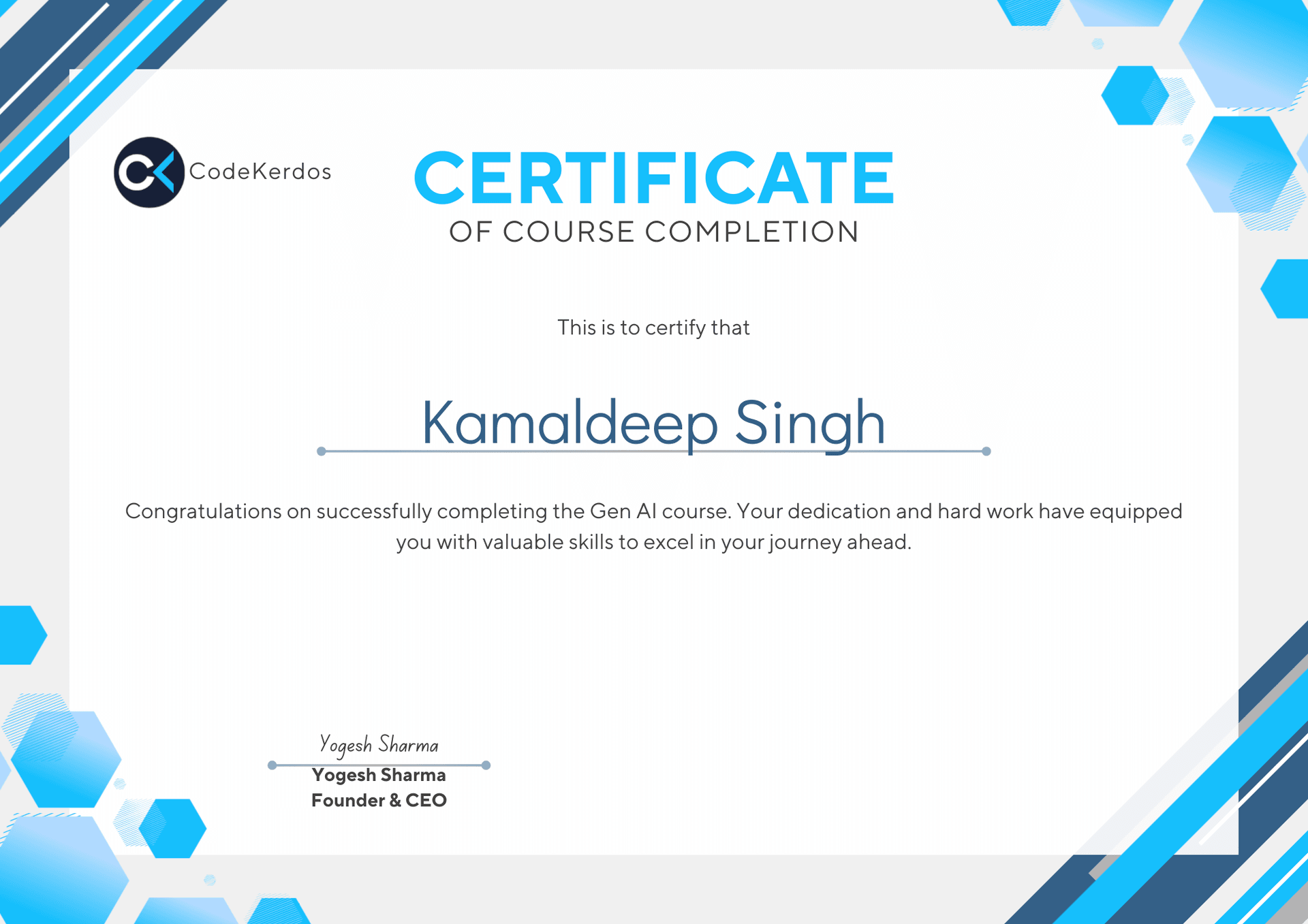 Certficiate of Completion